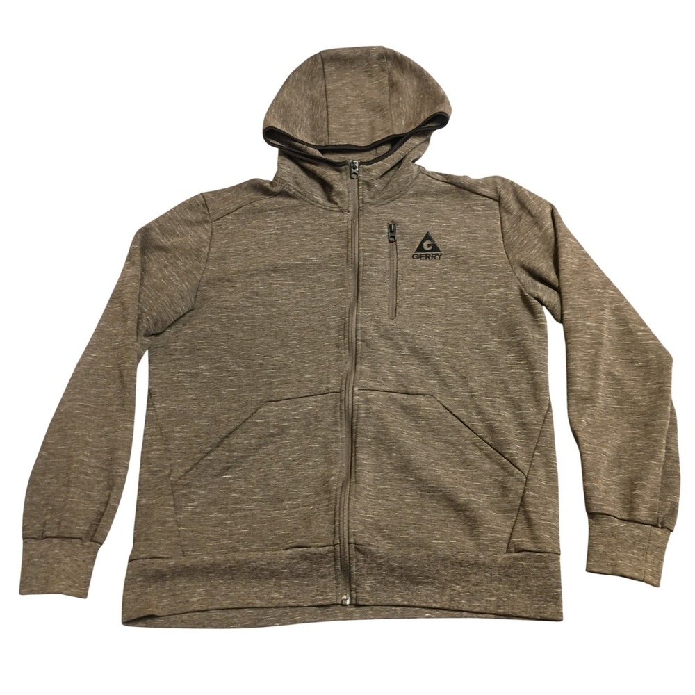 Gerry Full Zip Hoodie Mens Large Olive Green Heathered Activewear 1132236